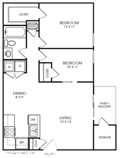 the floor plan for a two bedroom apartment at The 8500 Harwood