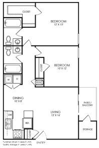 the floor plan for a two bedroom apartment at The 8500 Harwood