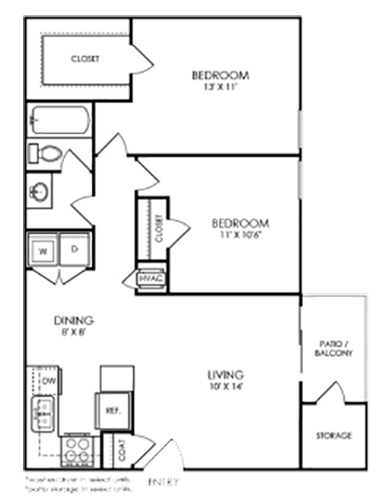 the floor plan for a two bedroom apartment at The 8500 Harwood